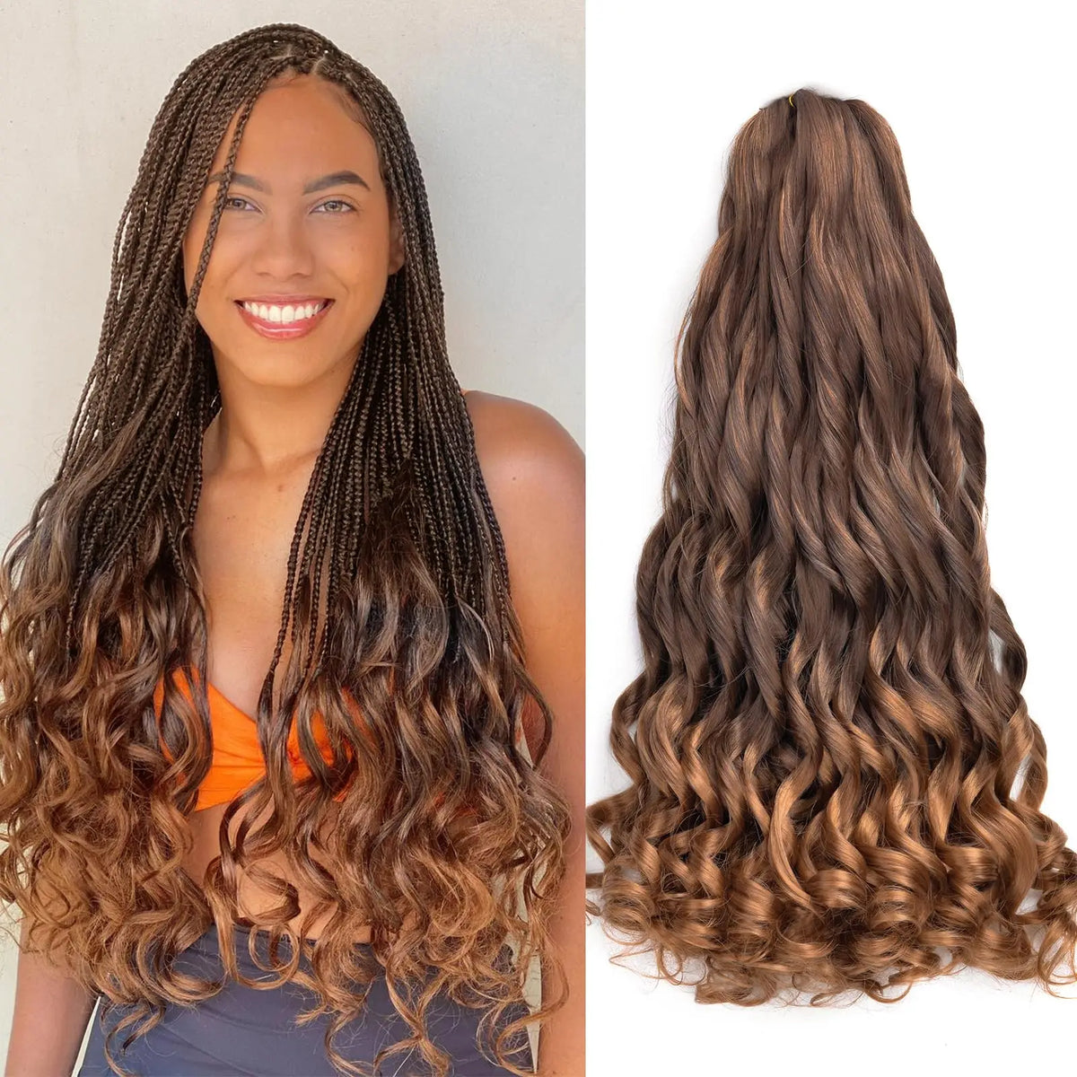 22inch Synthetic Loose Wave Crochet Hair French Curly Braiding Hair Extensions Pre Stretched Curly Crochet hair for Black Women