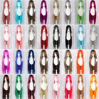 100cm Long Straight Synthetic Wig with Bangs – Pink Purple Cosplay Wig for Women