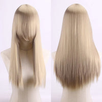 Cosplay Synthetic Wig 60cm Long Straight Curly Hairpiece Thickened High Temp Fiber Rainbow Color Rose Cap Party Halloween