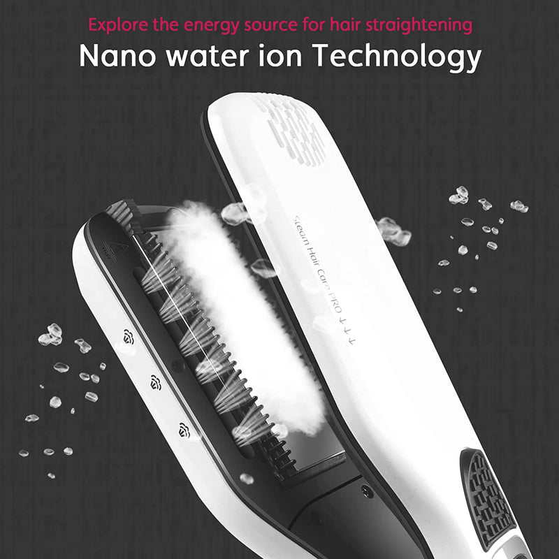 Hair Straightener Heating Hot Hair Combs Dual Voltage Titanium Curling Iron Steam Flat Iron Hair Wide Plates Tools