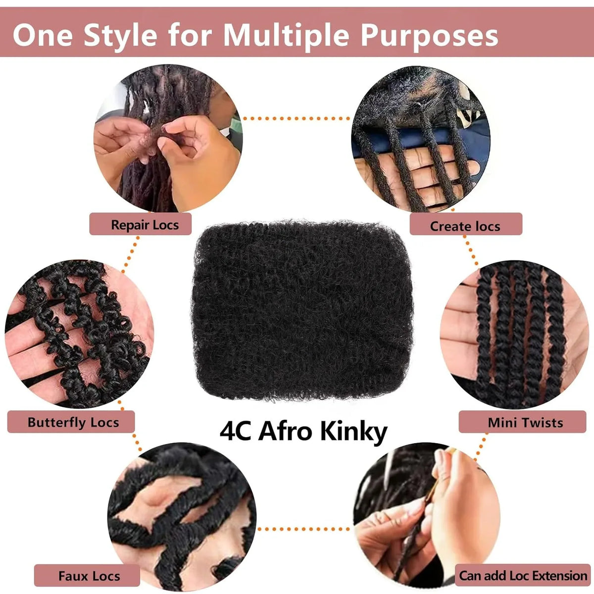 4C Afro Kinky Human Hair Bulk for Braiding
