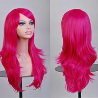 Soowee 70cm Long Synthetic Wigs Pink Purple Cosplay Wig Wavy Halloween Costume Hair Fake Hairpieces for Women
