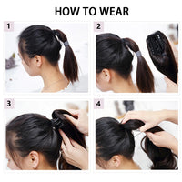 Synthetic Long Fishtail Braid Hair Tail Lantern Bubble Claw On Ponytail Clip In Hair Extensions Hairpiece For Women