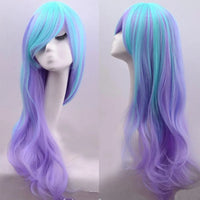 Synthetic Hair Long Wavy Cosplay Wig with Bangs Purple Blue Ombre Costume Lolita Wigs