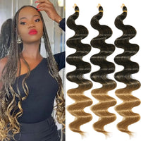 24 Inch Body Wave Braiding Hair French Curl for Goddess Box Braids Crochet Hair Braids Synthetic Hair Extensions（3pcs，T30#）