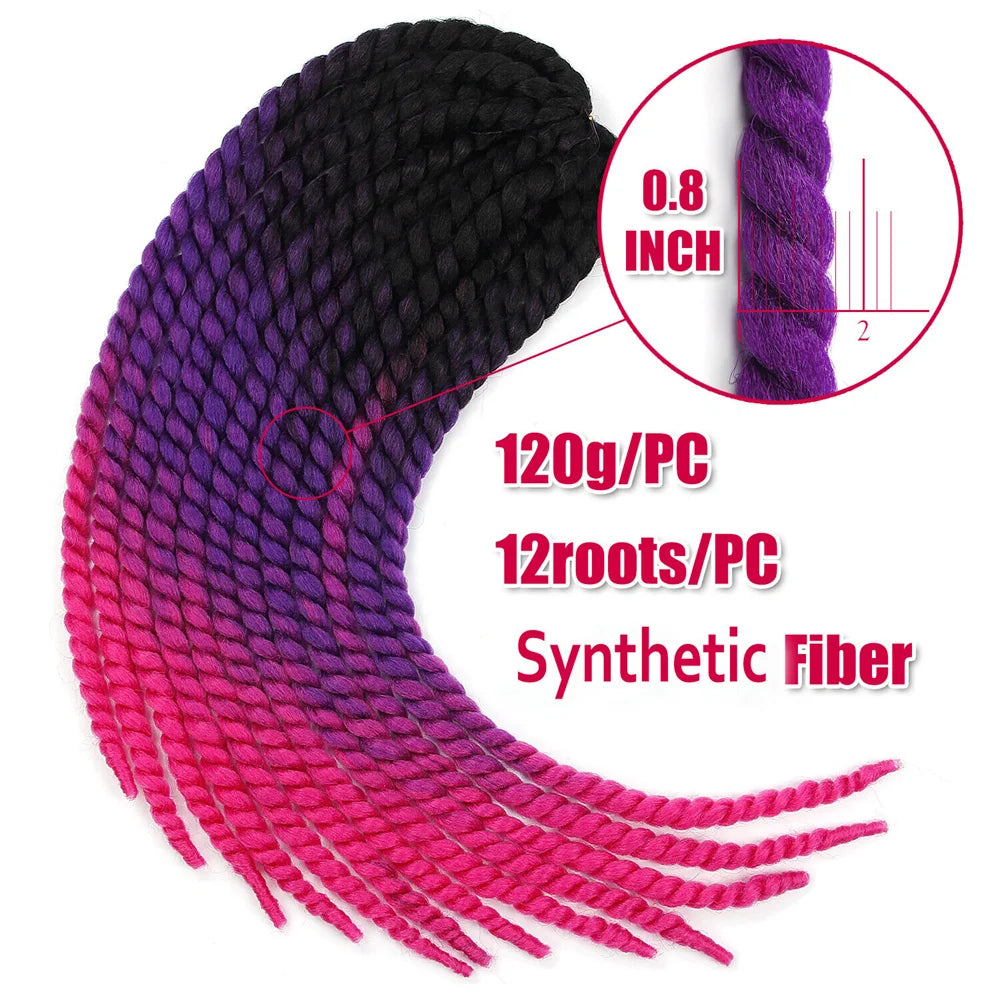 22 Inch Senegalese Twist Crochet Hair – Ombre Synthetic Jumbo Twist Braids (120g)