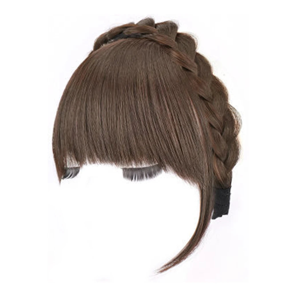 Clip-In Bangs Headband – Synthetic Fake Fringe Hair Extension with Invisible Natural Clips for Women