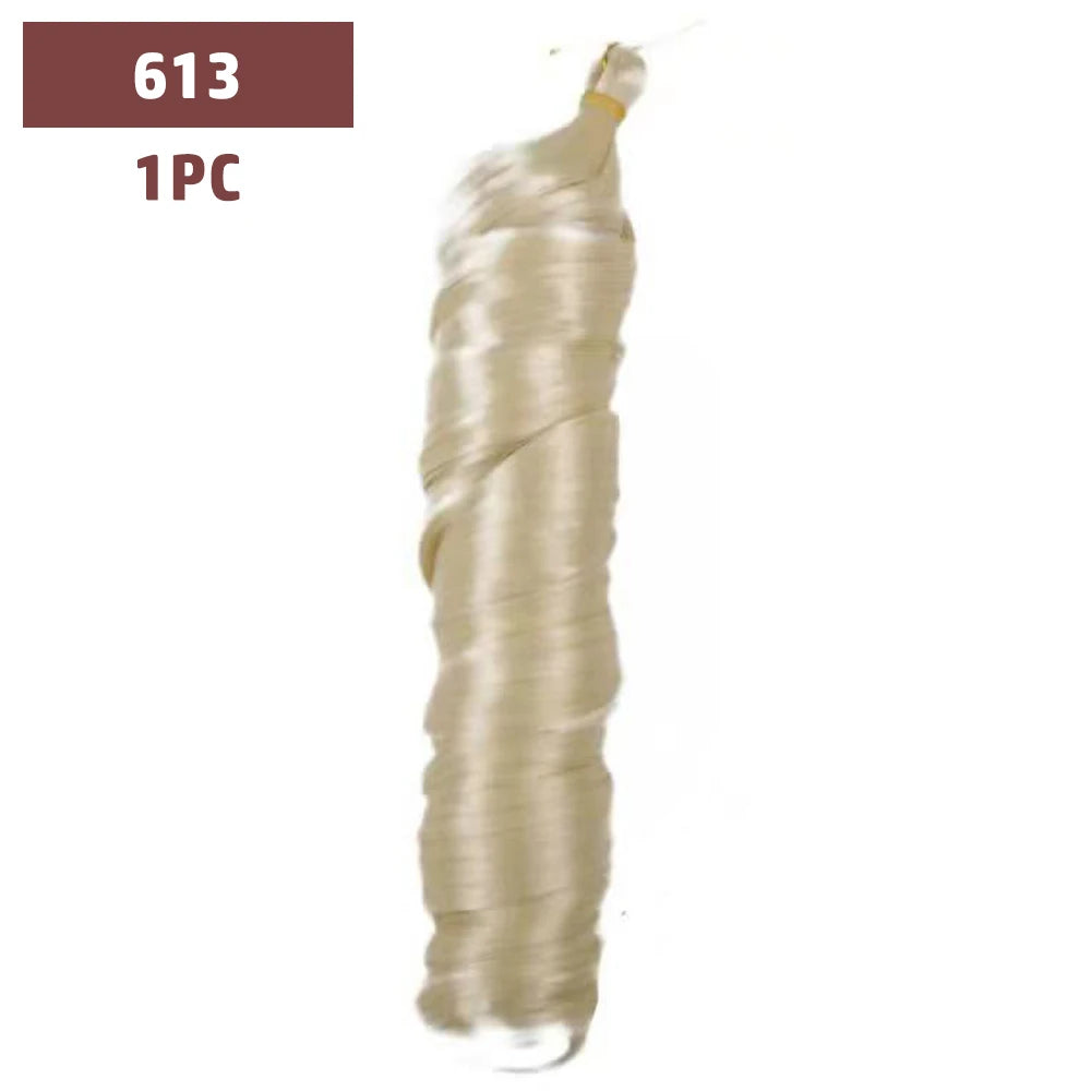 French Curls Braiding Hair 12-24inch Hair Extensions Synthetic Hairs Spiral Curls Braids Pre Stretched Loose Wave Braiding Hair