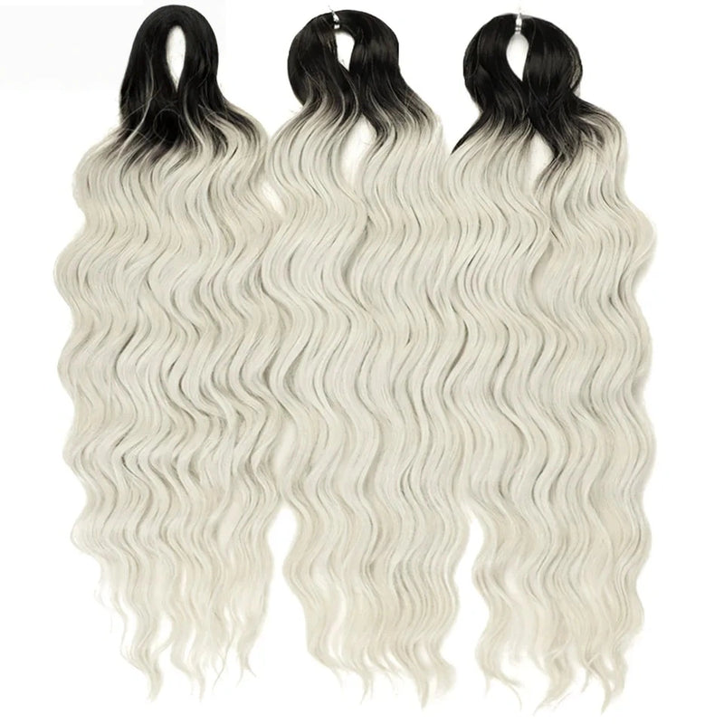 Water Wave Ombre Blonde Braiding Hair Extensions – Deep Wave Afro Curl Crochet for Women