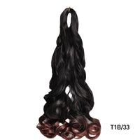 1B/Pink 24" Synthetic French Curly Braiding Hair Pre Stretched Loose Wavy Spiral Curl Crochet Braids Hair Extensions for Women