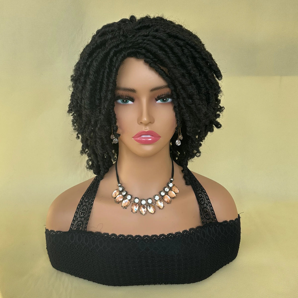Locs Afro Bob Braided Wig Synthetic Faux Locs Crochet Twist Braiding Wig Versatile Dreadlocks Style Short Wigs For Women