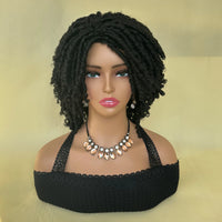 Locs Afro Bob Braided Wig Synthetic Faux Locs Crochet Twist Braiding Wig Versatile Dreadlocks Style Short Wigs For Women