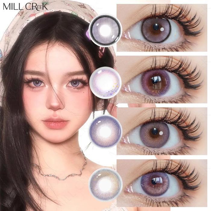 DUOXIU 2Pcs Purple Contact Lense Soft Comfortable Hydrogel 0 Grade Yearly Use Contacts 14.2mm Cosplay Halloween Purple Eyes