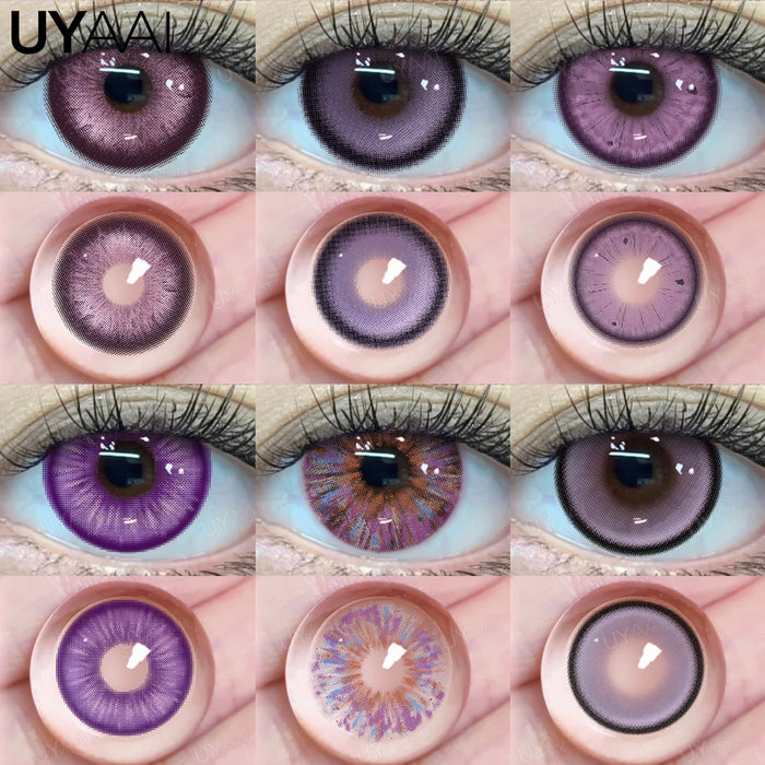UYAAI 1 Pair Purple Lenses for Eyes Color Contacts Anime Colored Lens Violet Pupils for Woman Y2K Lenses for Natural Eyes