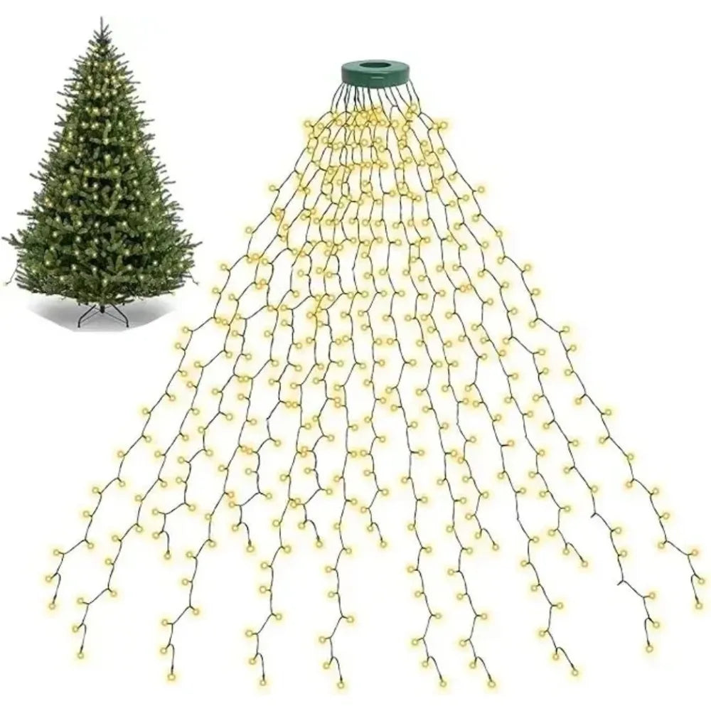 LED Christmas USB New Year's Garland LED Ring Christmas Tree Tops Lights Decoration Tree Lights String for Patio Garden Outdoor