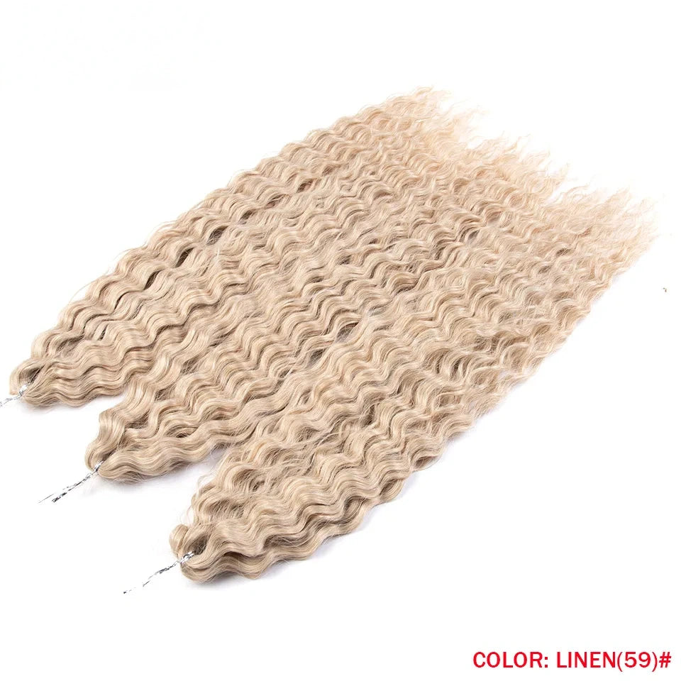 24 Inch Water Wave Crochet Braiding Hair Pink Blonde Synthetic Hair Extensions for Black Women
