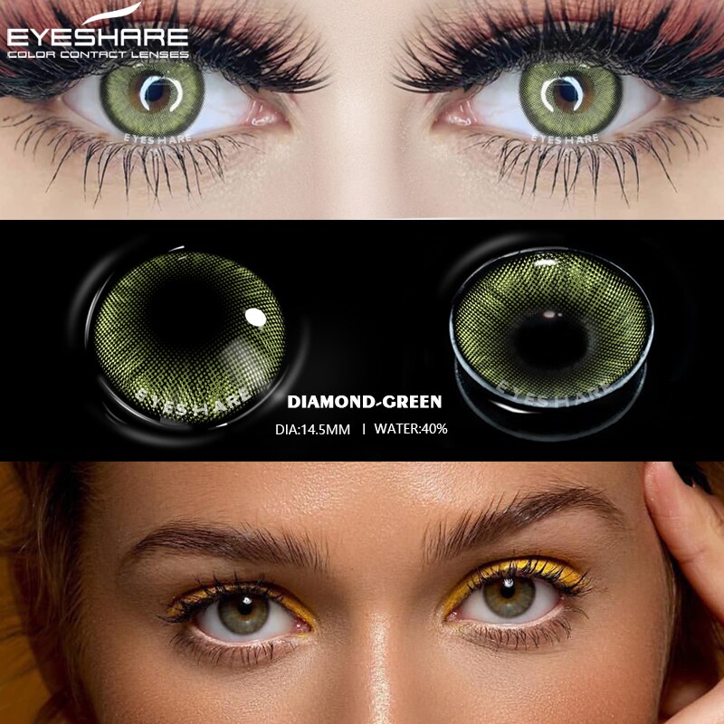 EYESHARE Color Contact Lenses for Eyes Cosmetic Color Lenses Green Color Contact Lenses Eye Cosmetic Color Lens Eyes Beauty Eyes