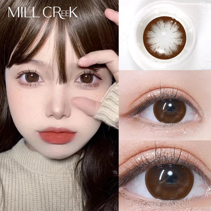 1 Pair Korean Lenses Color Contact Lenses for Eyes Natural Color Cosmetics with Diopter Lenses Anime Accessories Yearly Use