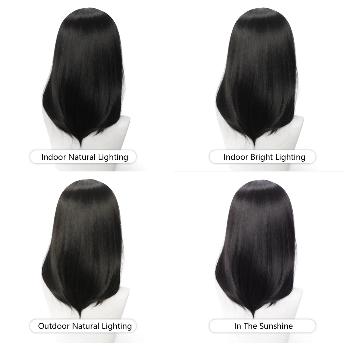 18 Inch Extra Long Straight Hair Wig With Bangs Synthetic Heat-Resistant Suitable For Women Cosplay Wigs