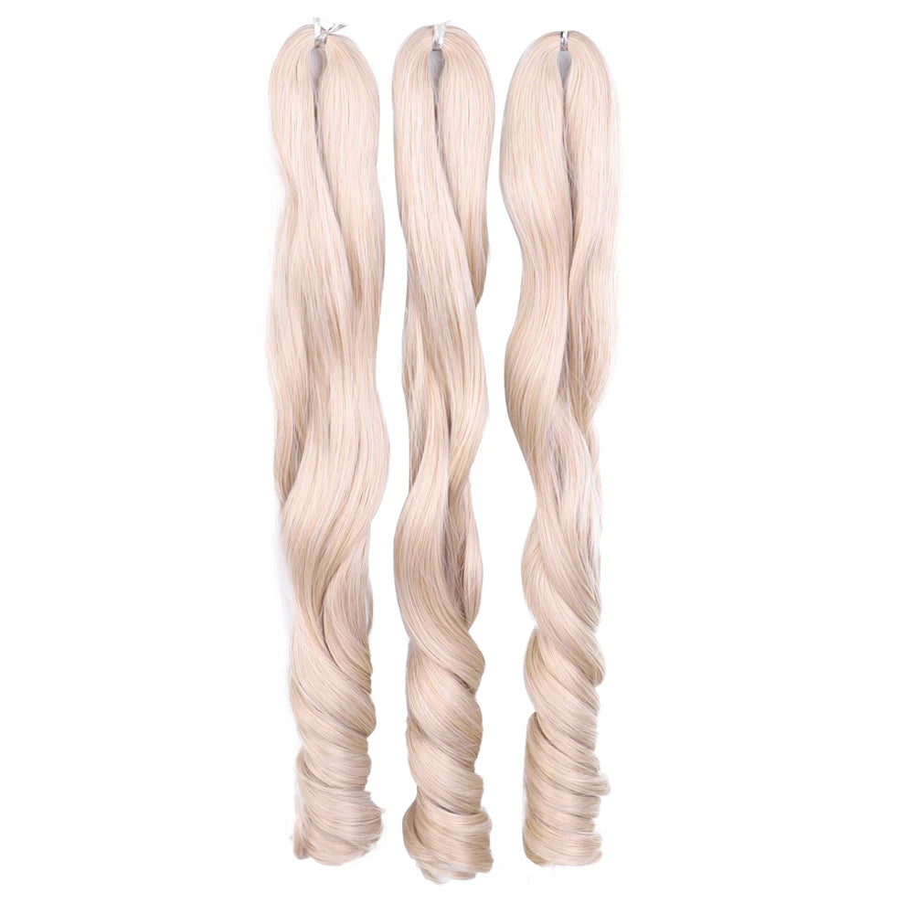 18 Inch French Curly Crochet Braiding Hair Synthetic Blonde Loose Wave Braids Hair Spiral Curls Hair Extensions