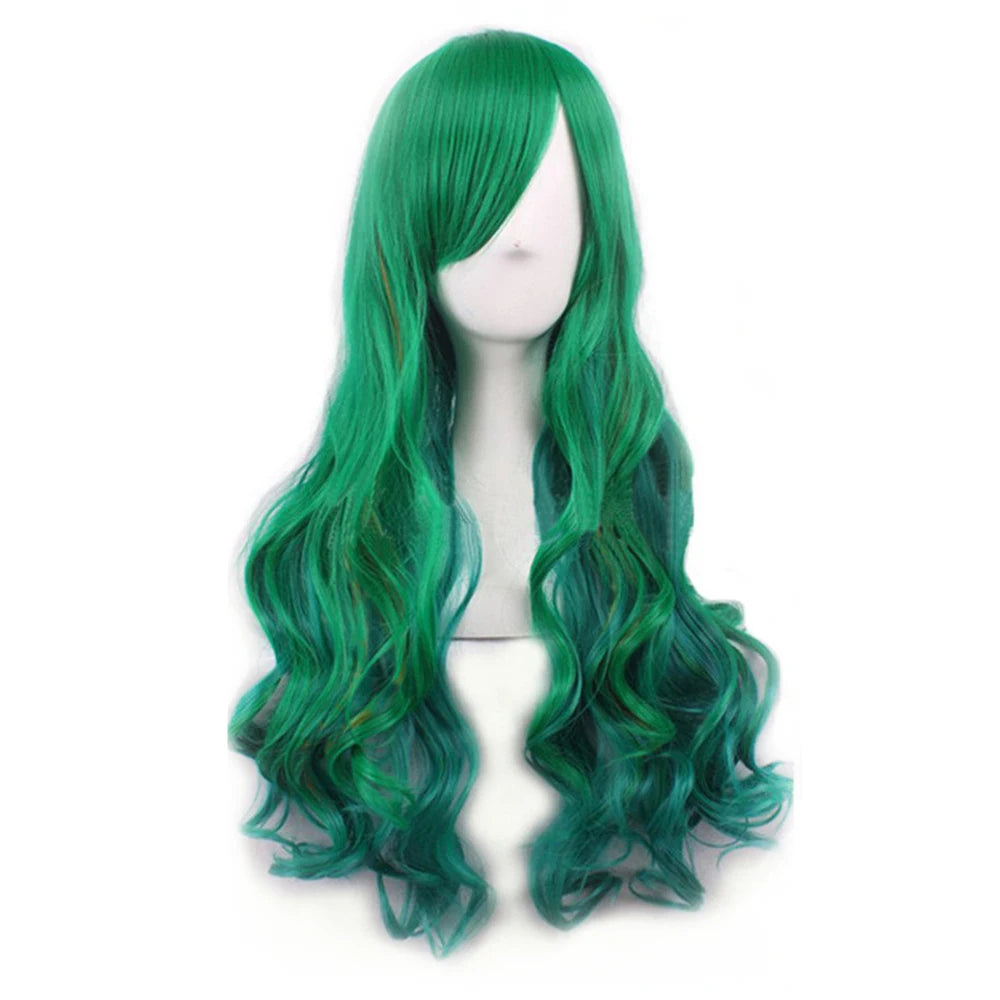 Synthetic Hair Ombre Cosplay Wigs with Bangs Green Costume Lolita Wig