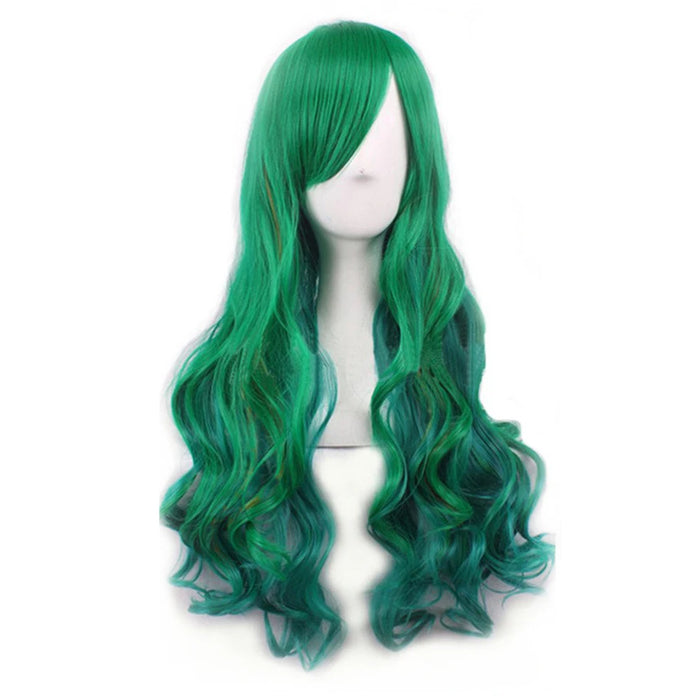 Synthetic Hair Ombre Cosplay Wigs with Bangs Green Costume Lolita Wig
