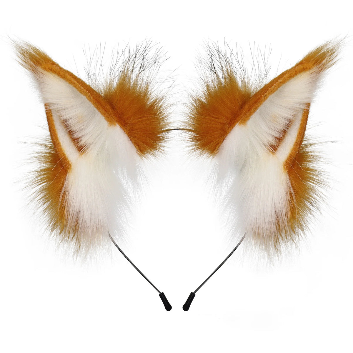 Fluffy Fox Ears Headband – Orange & White Furry Animal Costume Accessory for Cosplay & Halloween Dress Up
