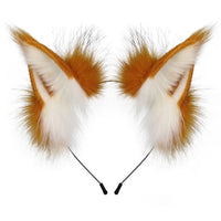 Fluffy Fox Ears Headband – Orange & White Furry Animal Costume Accessory for Cosplay & Halloween Dress Up