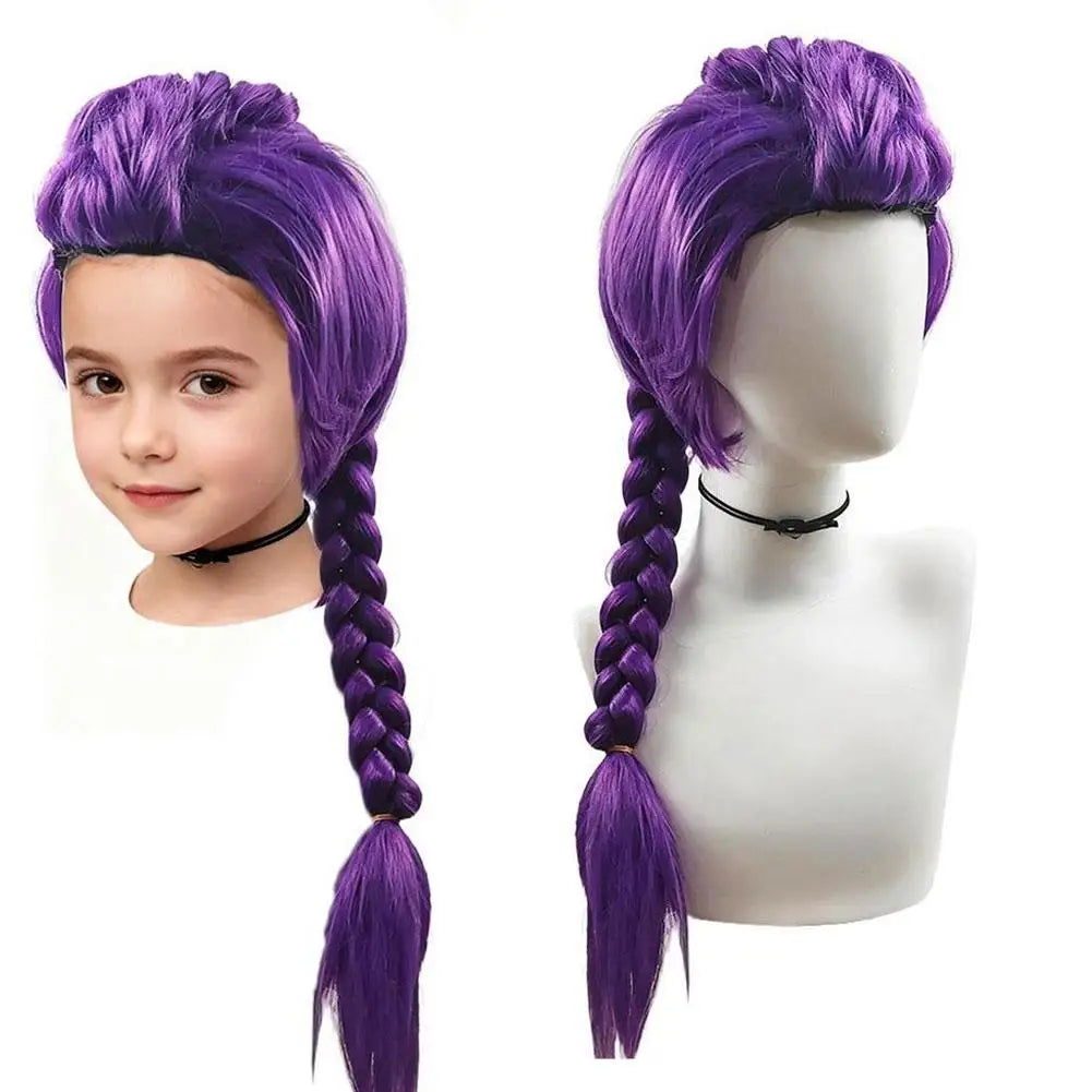 Cosplay Wigs Purple Long Hair Cosplay Wig With Full Head Cover Christmas Party Costume Demon Hunters Anime Prop