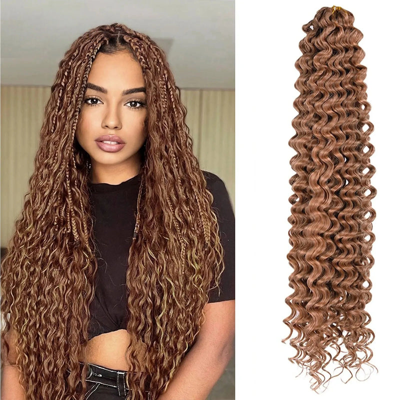 Long Deep Wave Braiding Hair 28 Inch Ocean Wave Crochet Hair Synthetic Deep Curly Crochet Hair Extensions For Black Women