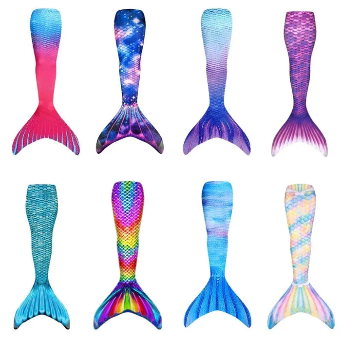 EURO Women Girls Tails Cosplay Bathing Beach Swimmable Flower Mermaid Costume No Monofin Swimwear Clothes For Kids Adult NM34
