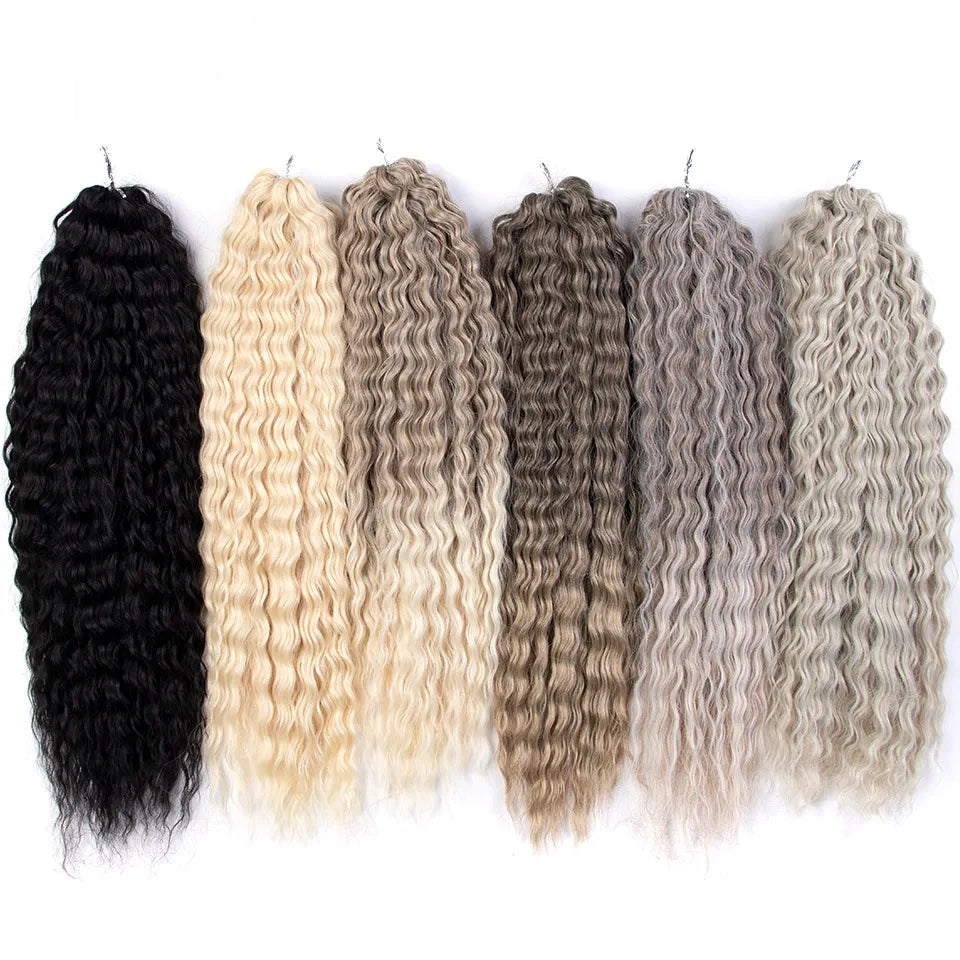 24 Inch Water Wave Crochet Braiding Hair Pink Blonde Synthetic Hair Extensions for Black Women