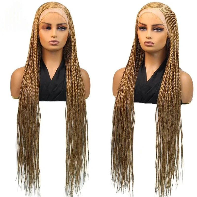 Faux Locs Crochet Cornrow Braided Wig Synthetic Full Lace Knotless Box Braids Wig