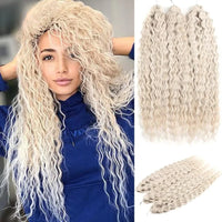 22 Inch Ombre Blonde Rainbow Water Wave Crochet Hair – 300g Synthetic Curly Braiding Extensions