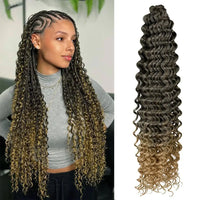 28 Inch Deep Wave Crochet Hair | Synthetic Ocean Wave Braiding Extensions
