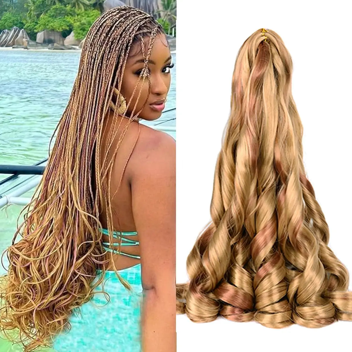 24 inch French Curl Braiding Hair Soft Loose Wave Ombre