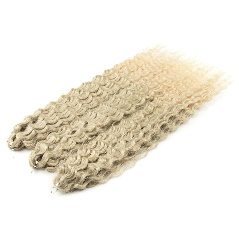 24 Inch Water Wave Crochet Braiding Hair Pink Blonde Synthetic Hair Extensions for Black Women