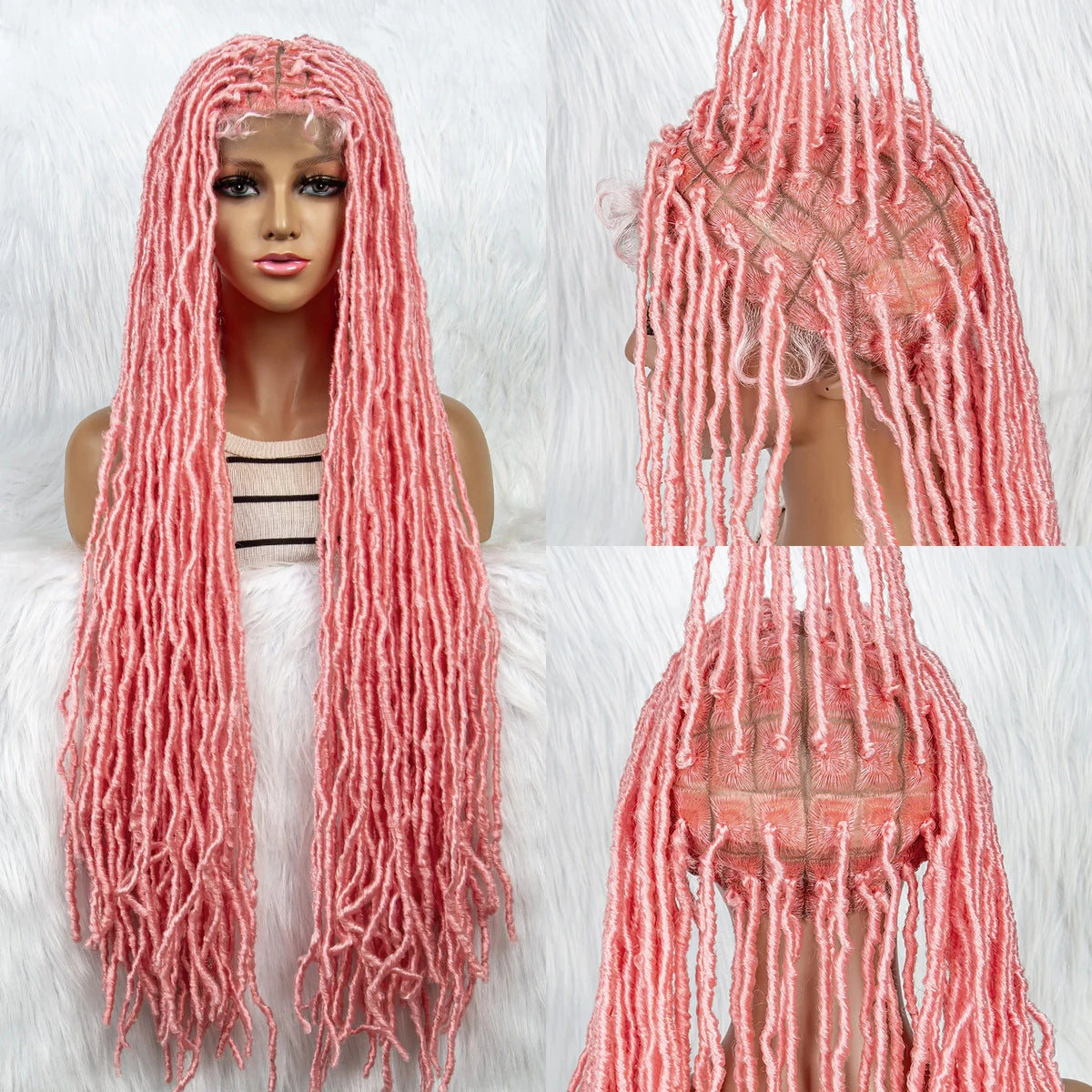 Pink Blue Full Lace Braided Wigs Synthetic Lace Front Wig Braid African With Baby Hair Braids Butterfly Locs Dreadlocks Wigs