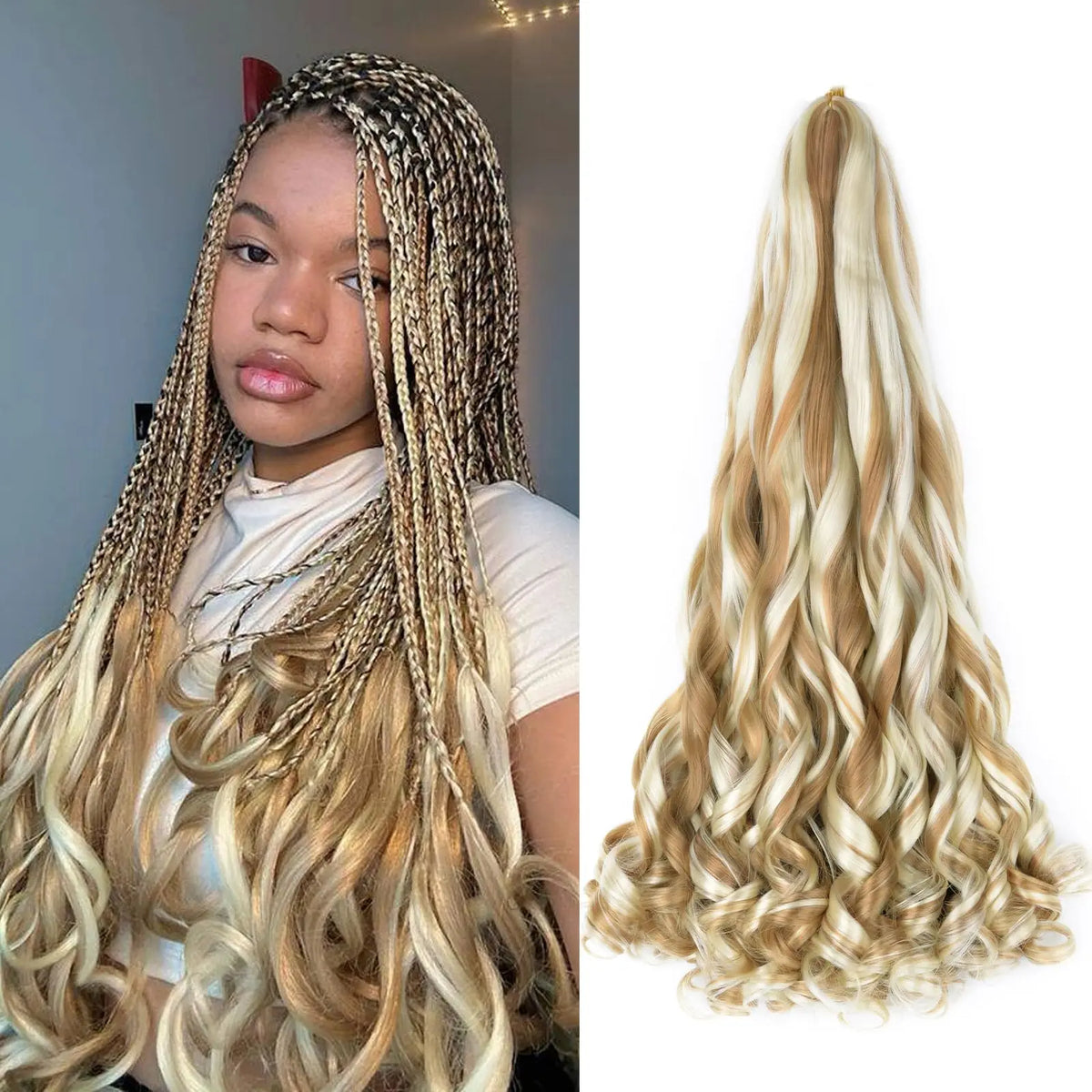 22inch Synthetic Loose Wave Crochet Hair French Curly Braiding Hair Extensions Pre Stretched Curly Crochet hair for Black Women