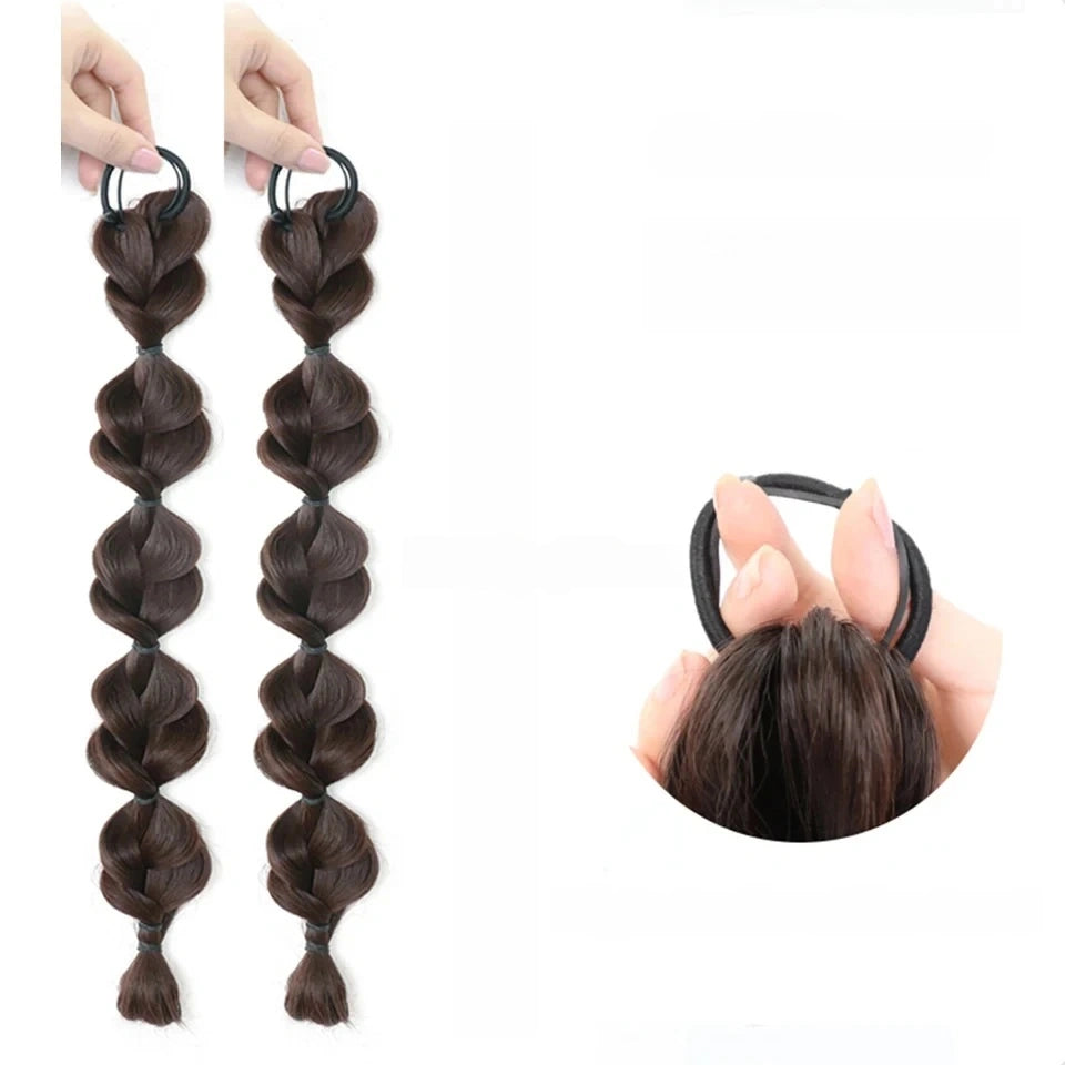 Bubble-Twist High Elastic Ponytail Wig – Synthetic Lantern Braid Hairpiece for Women (Multiple Colours)