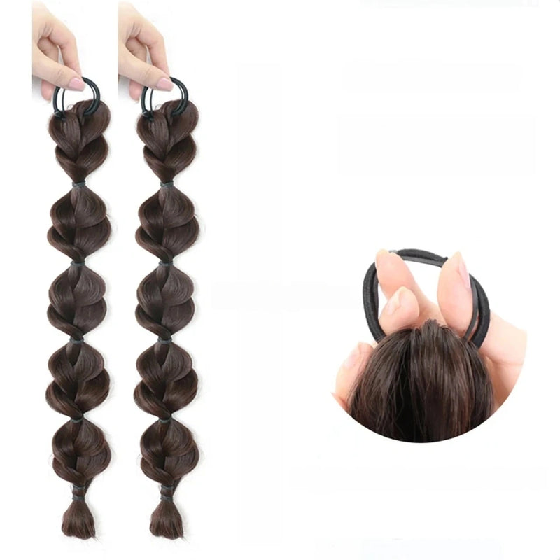 Bubble-Twist High Elastic Ponytail Wig – Synthetic Lantern Braid Hairpiece for Women (Multiple Colours)