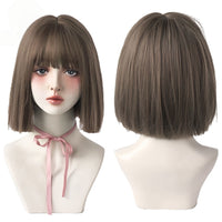Short Black Bob Wig with Bangs – Synthetic Heat-Resistant Daily Wear Wig