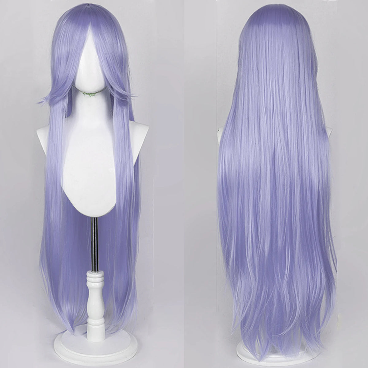 100cm Long Straight Synthetic Wig with Bangs – Pink Purple Cosplay Wig for Women