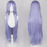 100cm Long Straight Synthetic Wig with Bangs – Pink Purple Cosplay Wig for Women