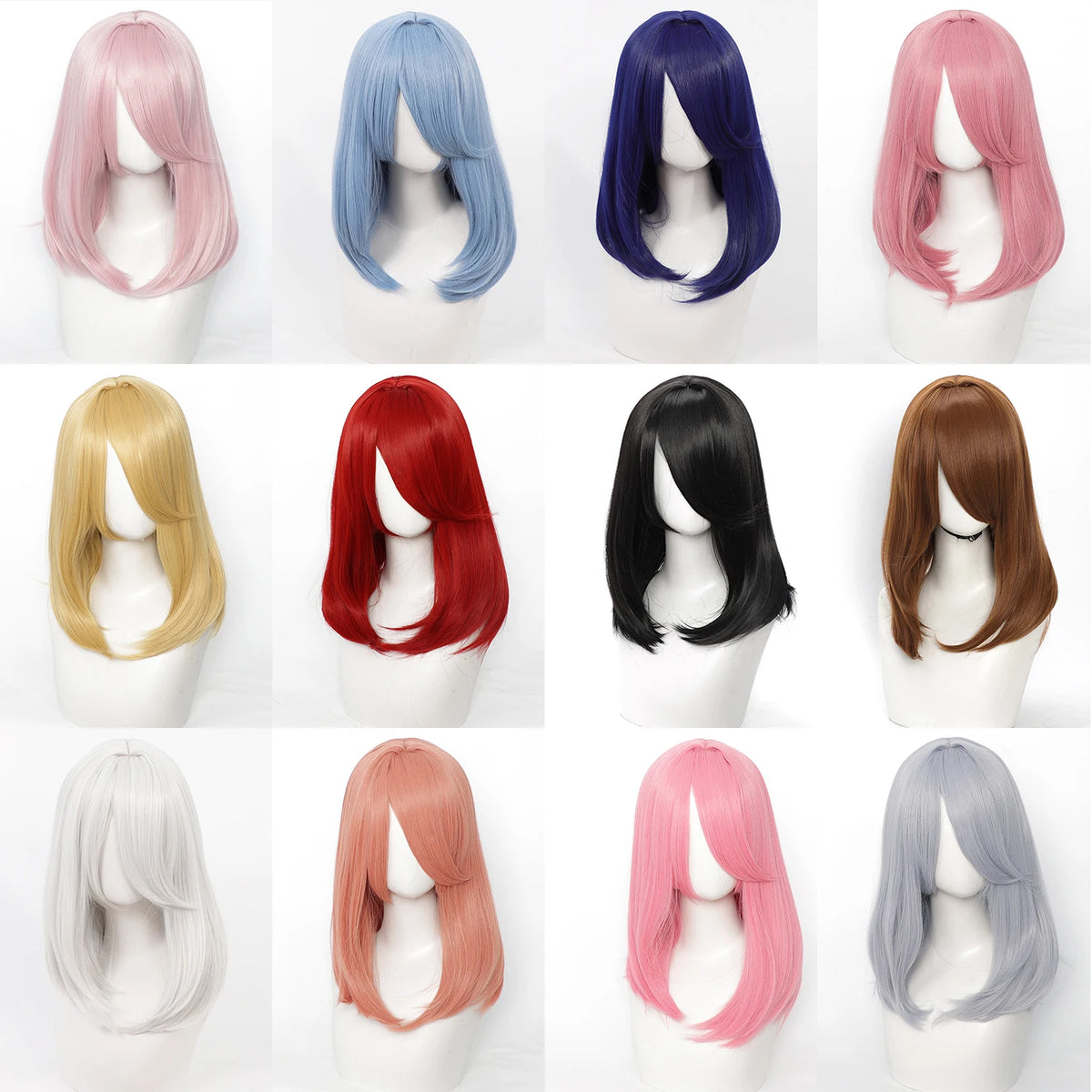 18 Inch Extra Long Straight Hair Wig With Bangs Synthetic Heat-Resistant Suitable For Women Cosplay Wigs