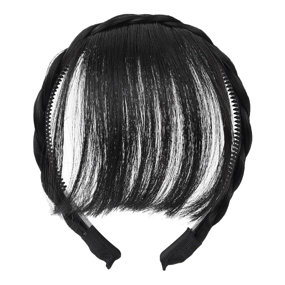 Clip-In Bangs Headband – Synthetic Fake Fringe Hair Extension with Invisible Natural Clips for Women