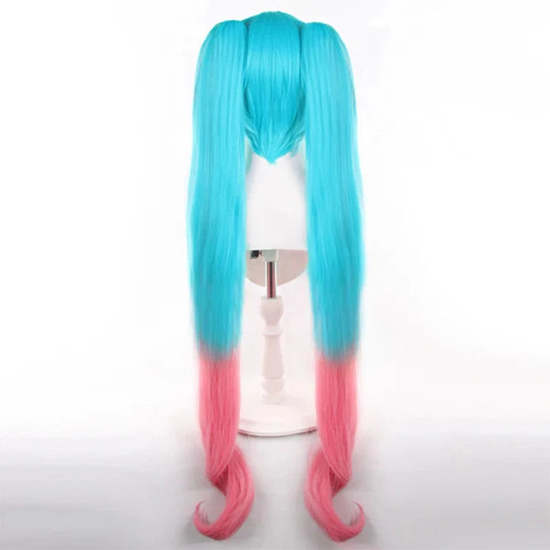 40inch Pink to Blue Mix Long Straight Synthetic Wig – Heat-Resistant Cosplay & Gaming Style
