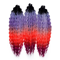 22 Inch Ombre Blonde Rainbow Water Wave Crochet Hair – 300g Synthetic Curly Braiding Extensions