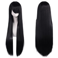 80cm Long Synthetic White Purple Cosplay Wigs Green Hair Straight Silver Wig Pink Hairpiece Lolita Wig with Bangs