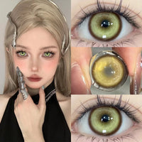 KSSEYEY Helloween Hot Selling 2pcs Colored Contact Lenses Green Eye Lens Yearly Cosplay Blue Makeup Degree 0 to -8.00 Anime Lens